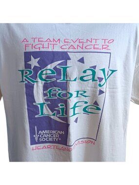 Relay For Life Vintage XL T-Shirt 1990's Cancer Fight Delta Pro Weight White